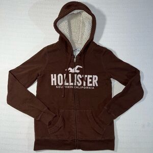 VTG Hollister Embroidered Graphic Spellout Zip Up Hoodie XS Y2K Surf Beach 2000s